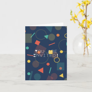 Carte Carton d'invitation d'anniversaire à motif géométr