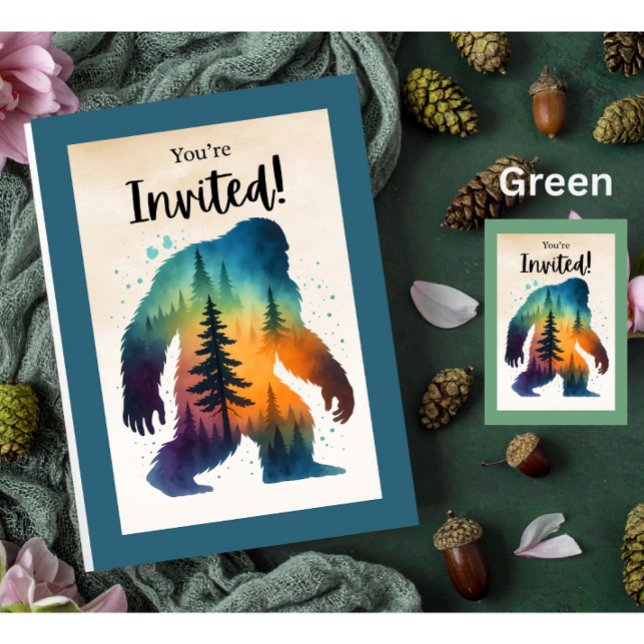 Carte Carton d'invitation d'anniversaire de la forêt mys (Créateur téléchargé)