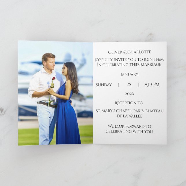 Carte Carton d'invitation de mariage luxe avec sceau de  (Intérieur)