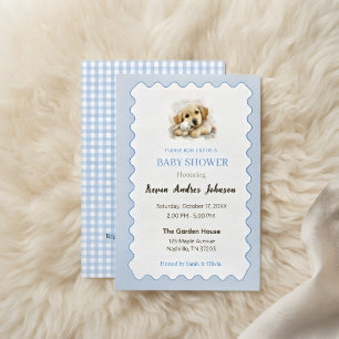 Carte Carton d'invitation pour Baby Shower Golden Retrie