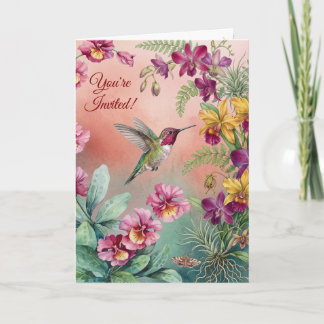 Carte Carton d'invitation pour fête d'anniversaire flora