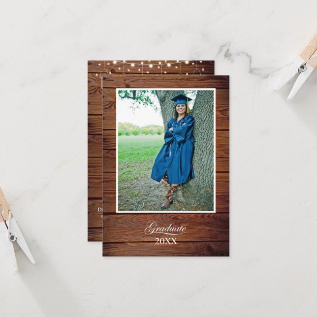 Carte Carton d'invitation rustique pour fête de fin d'ét (Devant/Arrière en situation)