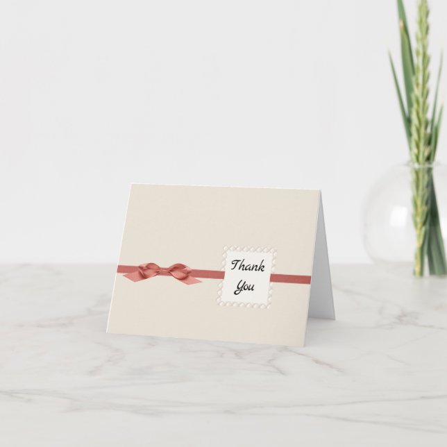 Carte Carton Kraft Beige et Merci Bow (Devant)