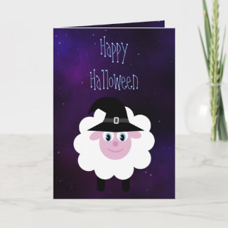 Carte Carton mignon Halloween mouton Bleu étoile nuit