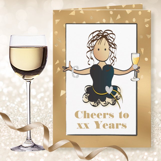 Carte Cartoon Anniversaire Drôle Paillettes Dorées Class (Créateur téléchargé)