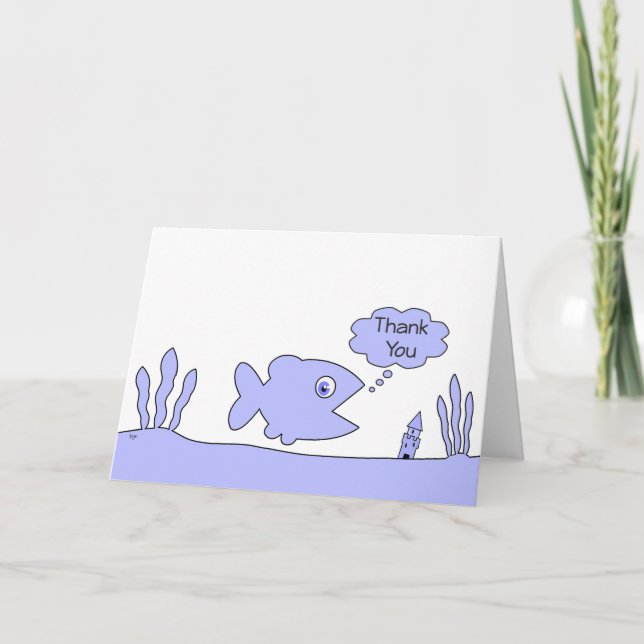 Carte Cartoon Bleu Cute Poisson Merci N'importe quelle c (Devant)