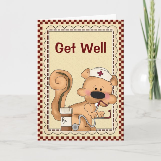 Carte Cartoon Cartoon Squirrel Get Well Card (Devant)