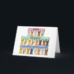 Carte Cartoon Cats<br><div class="desc">Three rows of cartoon cats standing up holding pastel colored banners that say 'Happy Birthday to my Great Granddaughter'.</div>