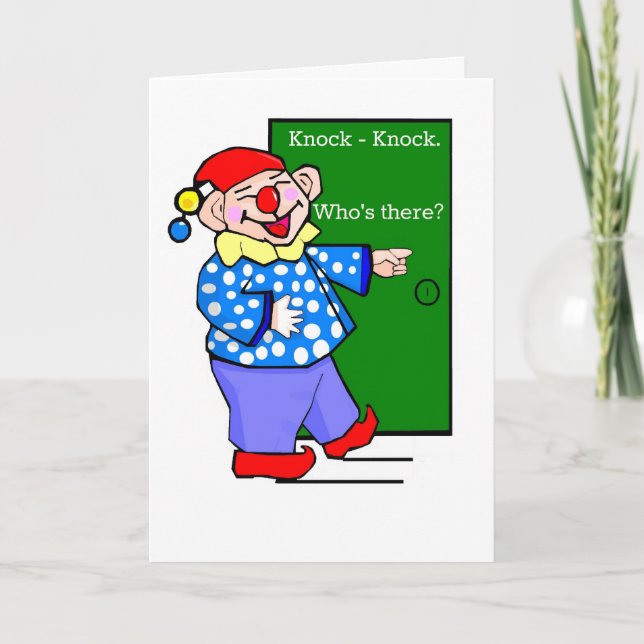 Carte Cartoon Clown Knock-Knock Joke Anniversaire (Devant)