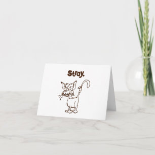 Carte Cartoon de chat en pelouse dure - Attitude drôle T