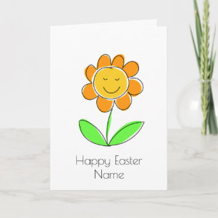 Carte Cartoon de Fleurs Jaunes Joli Pâques