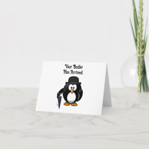 Carte Cartoon de pingouin à boutons doux et classe avec 