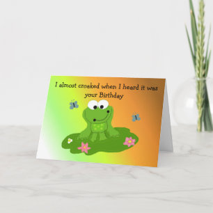 Carte Cartoon drôle d'anniversaire de grenouille