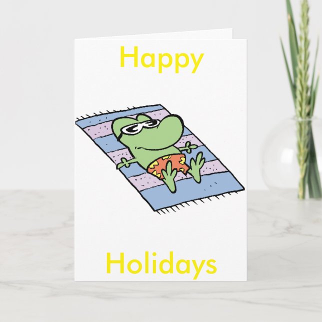 Carte Cartoon Frog Happy Holidays (Devant)