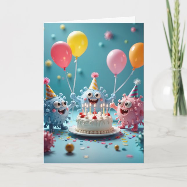 Carte Cartoon Germ Party Get Well Soon (Devant)