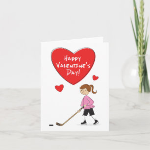 Carte Cartoon Girl Hockey Valentines