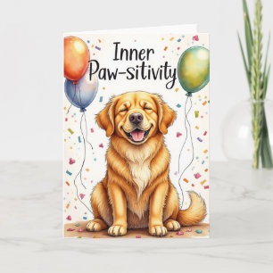 Carte Cartoon Golden Retriever "Inner Paw-sitivity"