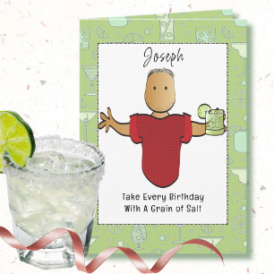 Carte Cartoon homme drôle Margarita Anniversaire        