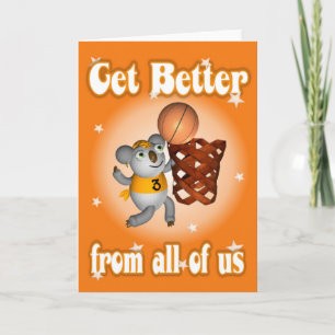 Carte Cartoon Koala Jouer au basket-ball Obtenir la cart
