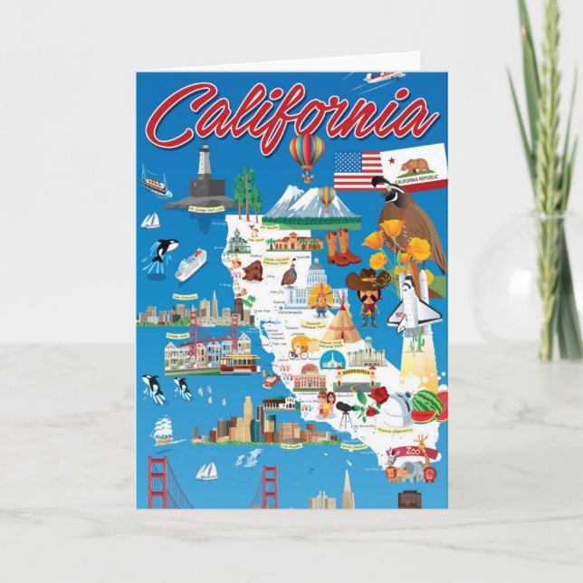 Carte Cartoon Map of California (Devant)