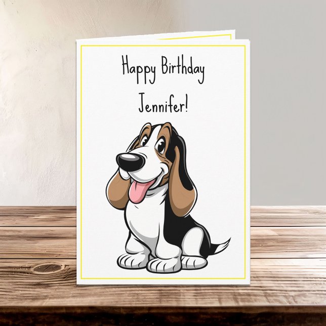 Carte Cartoon mignon Basset Hound Chien Chien Chien Chie (Créateur téléchargé)