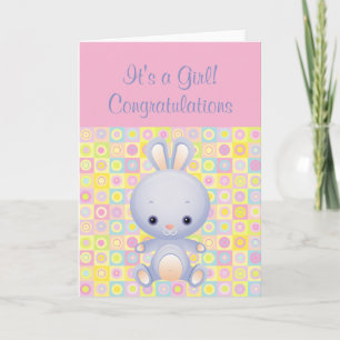 Carte Cartoon Rabbit Félicitations Son salut de fille