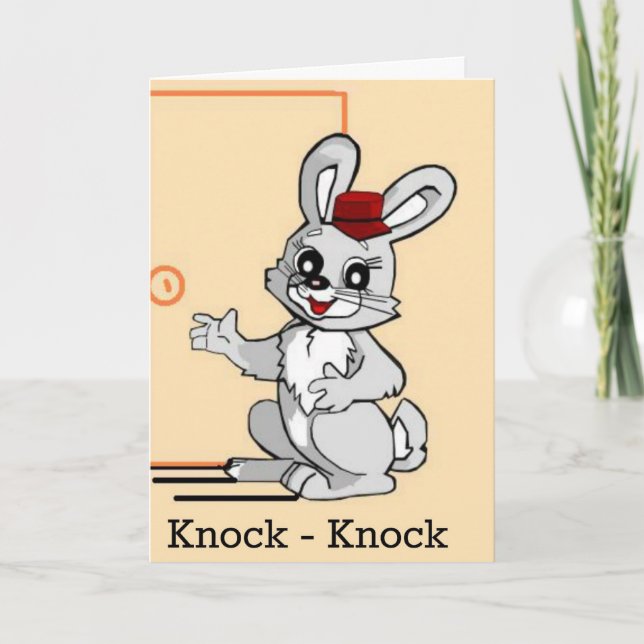Carte Cartoon Rabbit Knock-Knock Plaisanterie Se Sentir  (Devant)