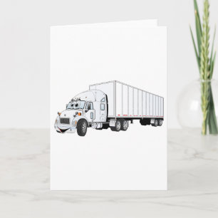 Carte Cartoon semi-camion blanc remorque