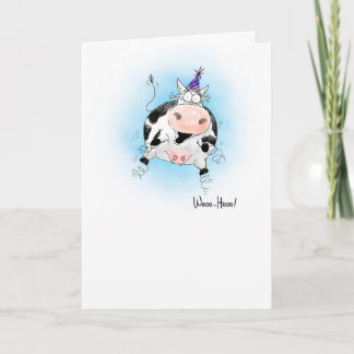 Carte Cartoon Springy Vache Woo-Hoo Anniversaire