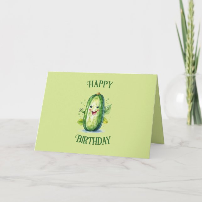 Carte Cartoon vert mignon Picket Anniversaire (Devant)