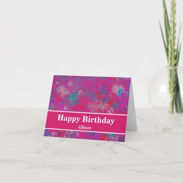 Carte Cascade moderne rose et bleu couleur Anniversaire (Devant)
