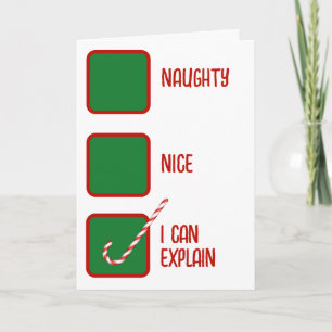 Carte Cases à cocher humour de Noël méchant ou gentil