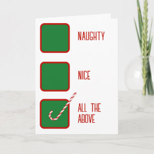 Carte Cases à cocher humour de Noël méchant ou gentil