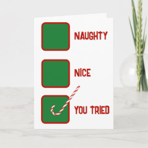 Carte Cases à cocher humour de Noël méchants ou gentils