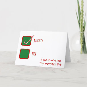Carte Cases à cocher Noël humour naughty ou nice 