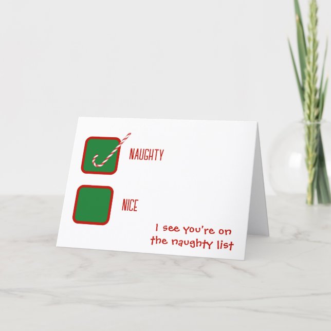 Carte Cases à cocher Noël humour naughty ou nice  (Devant)