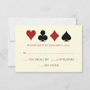 Carte Casino Convient Noir Off Blanc Mariage RSVP