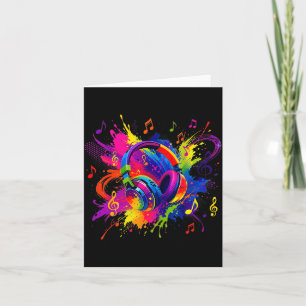 Carte Casque coloré avec œuvre d'art de notes de musique