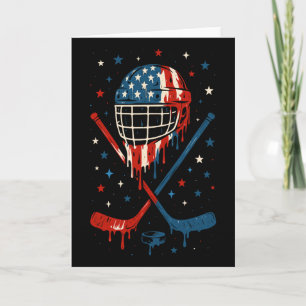 Carte Casque de hockey 4 juillet Crème glacée Drip Stick