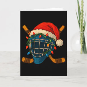 Carte Casque de hockey Père Noël Lumières de Noël Xmas H