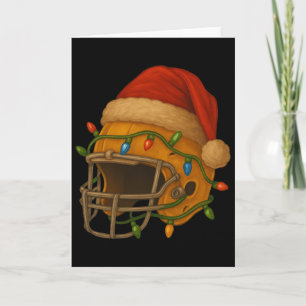 Carte Casque de hockey Père Noël Lumières de Noël Xmas H