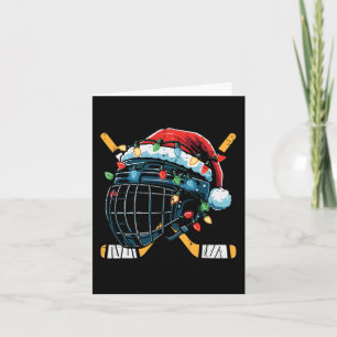 Carte Casque de hockey sur glace de Noël Père Noël Xmas