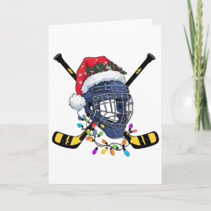 Carte Casque de hockey sur glace de Noël Santa Xmas