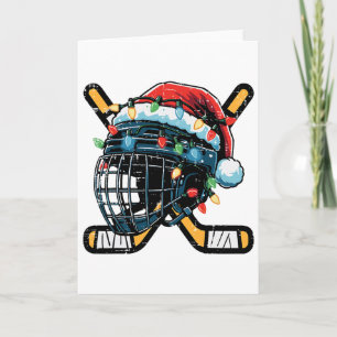 Carte Casque de hockey sur glace de Noël Santa Xmas Homm