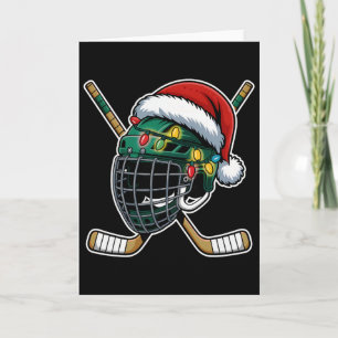 Carte Casque de hockey sur glace de Noël Santa Xmas Homm