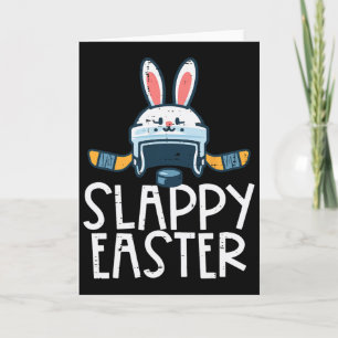 Carte Casque de hockey sur glace de Pâques Slappy Lapin