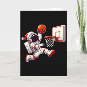 Carte Casque de Père Noël drôle Astronaute Dunking Terre