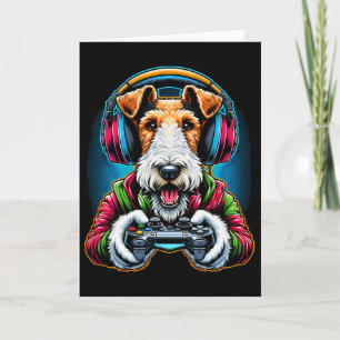 Carte Casque Jeux Vidéo Fil Fox Terrier Chien Jeux Vidéo