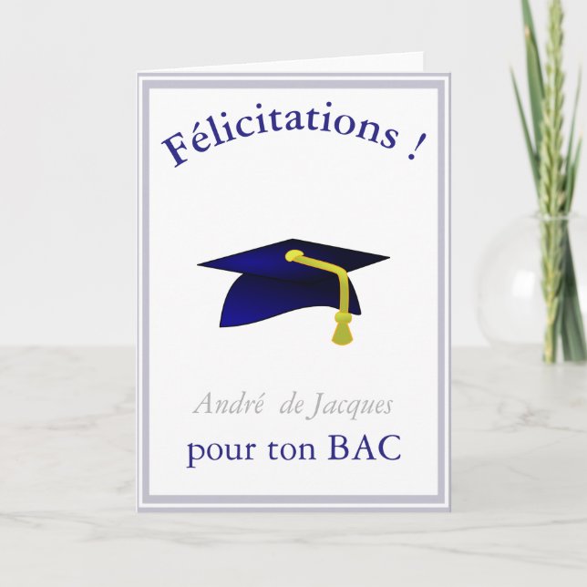 Carte casquette bleue - Félicitations en français (Devant)