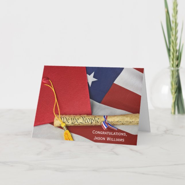 Carte Casquette de remise des diplômes sur drapeau avec  (Devant)